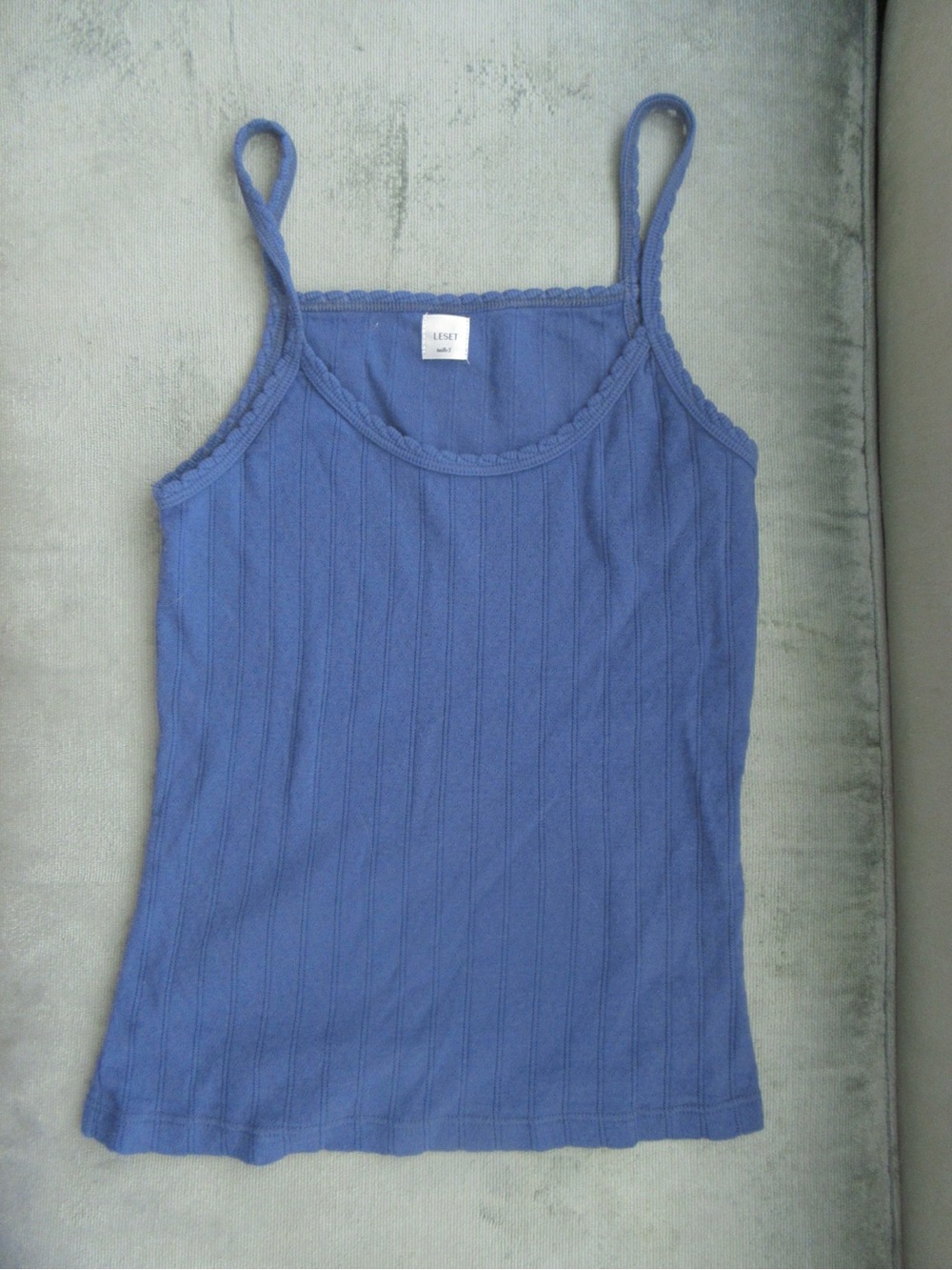 LESET blue pointelle tank top